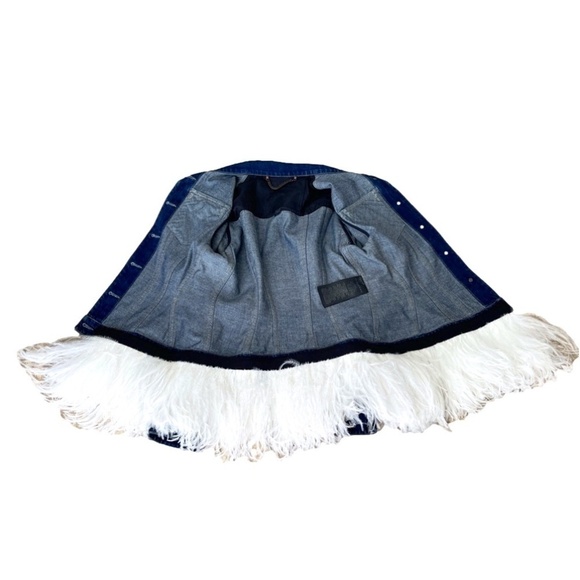 BURBERRY PRORSUM 2015 runway denim jacket ostrich feathers - Picture 4 of 13